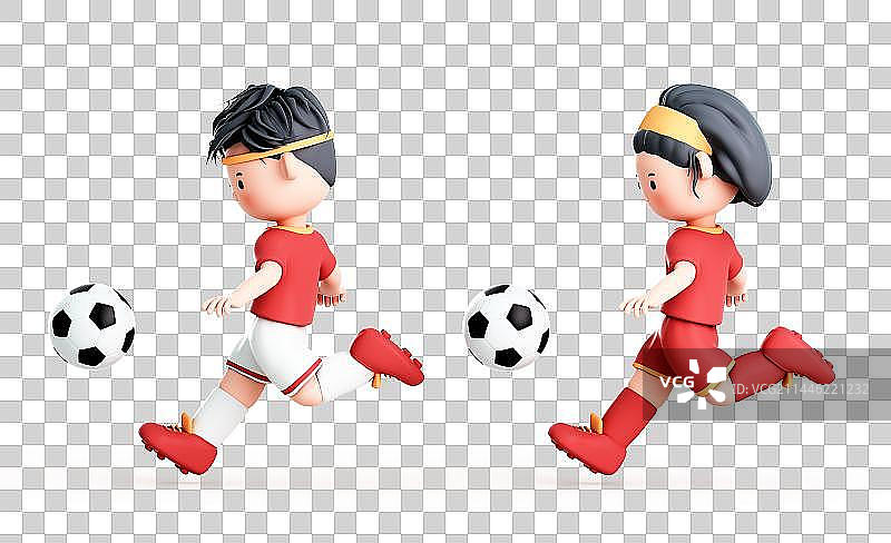 3D渲染的可爱的卡通足球运动员图片素材