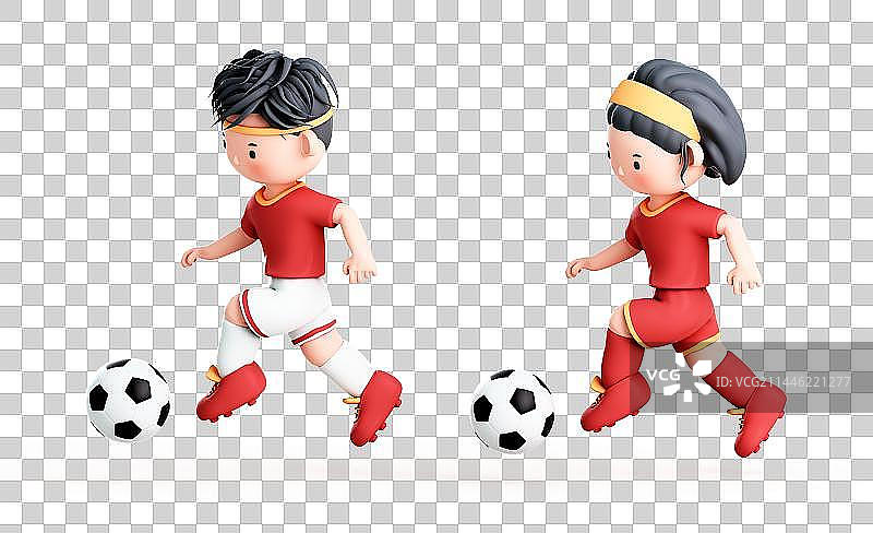 3D渲染的可爱的卡通足球运动员图片素材