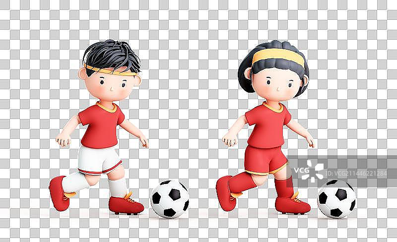 3D渲染的可爱的卡通足球运动员图片素材