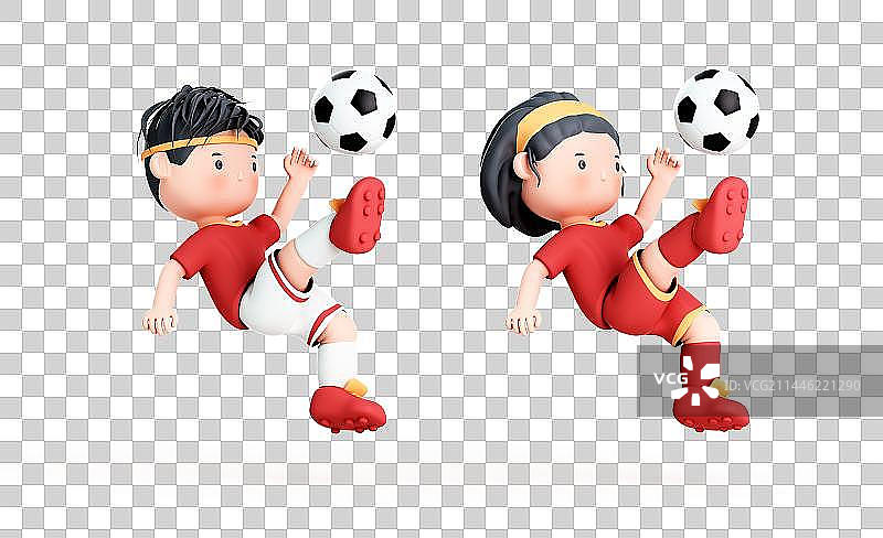 3D渲染的可爱的卡通足球运动员图片素材
