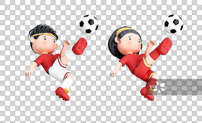 3D渲染的可爱的卡通足球运动员图片素材