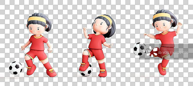 3D渲染的可爱的卡通足球运动员图片素材