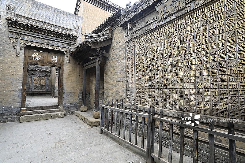 常家花园的砖雕照壁作品图片素材