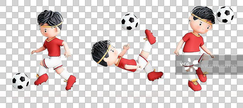 3D渲染的可爱的卡通足球运动员图片素材