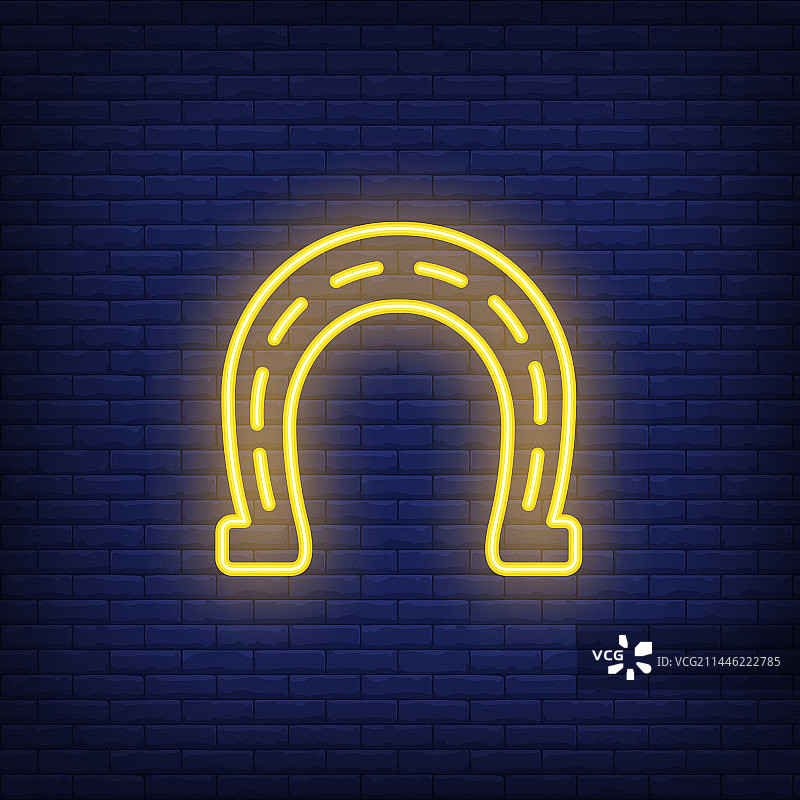 马蹄铁霓虹灯标志设计元素图片素材