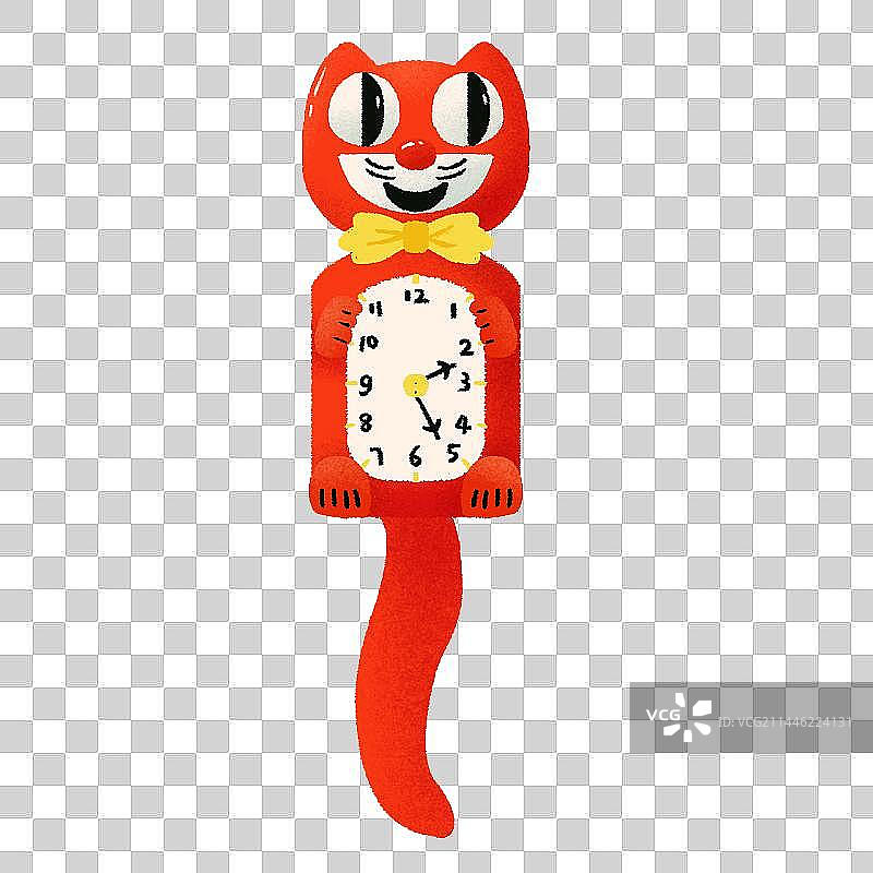 怀旧玩具猫咪挂钟元素图片素材