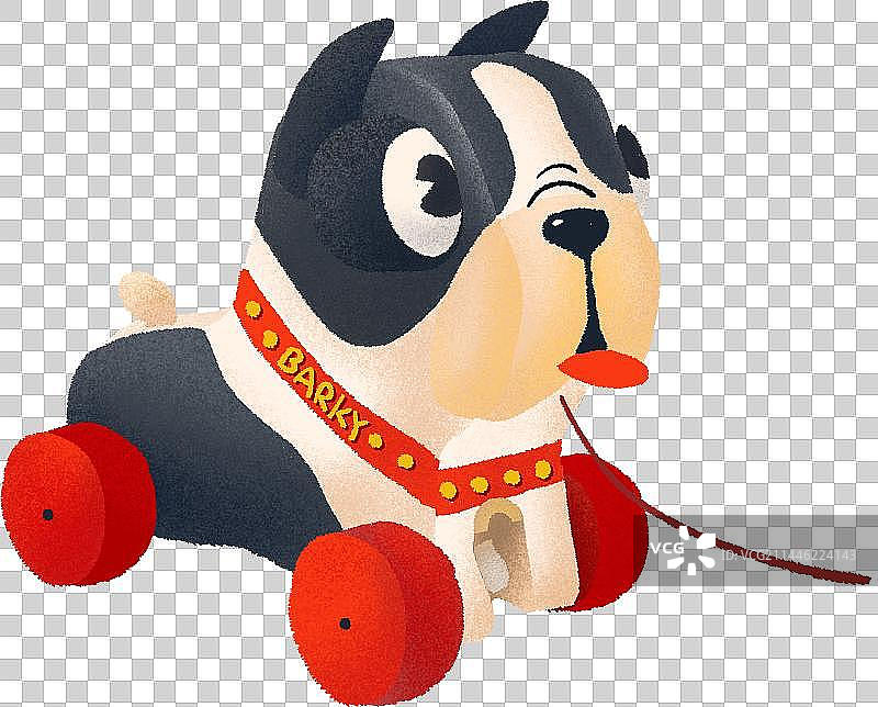 怀旧玩具小狗拖车元素图片素材