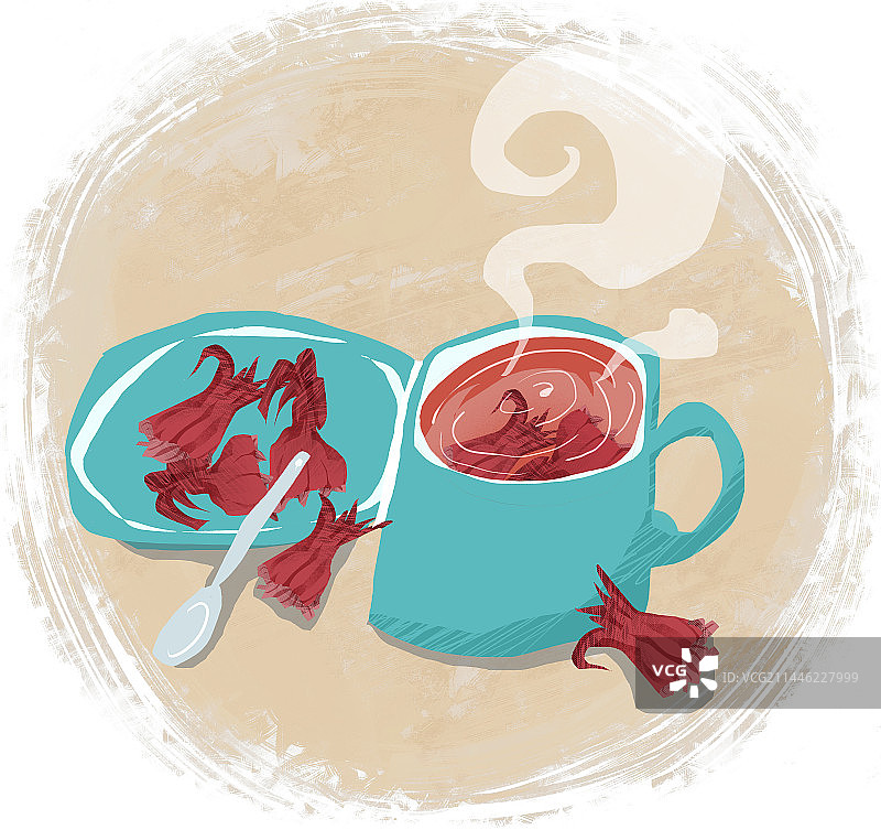 洛神花茶插画图片素材