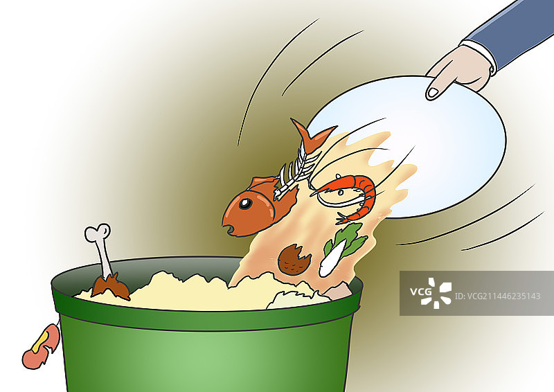 酒宴食物浪费严重图片素材