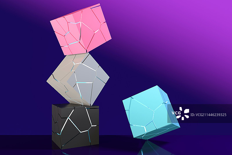 3D彩色背景上的礼品盒特写镜头图片素材