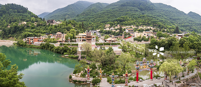 国家森林地质公园甘肃陇南官鹅官鹿仁羌寨风光图片素材