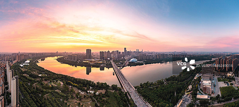 美丽沈阳航拍落日全景图片素材