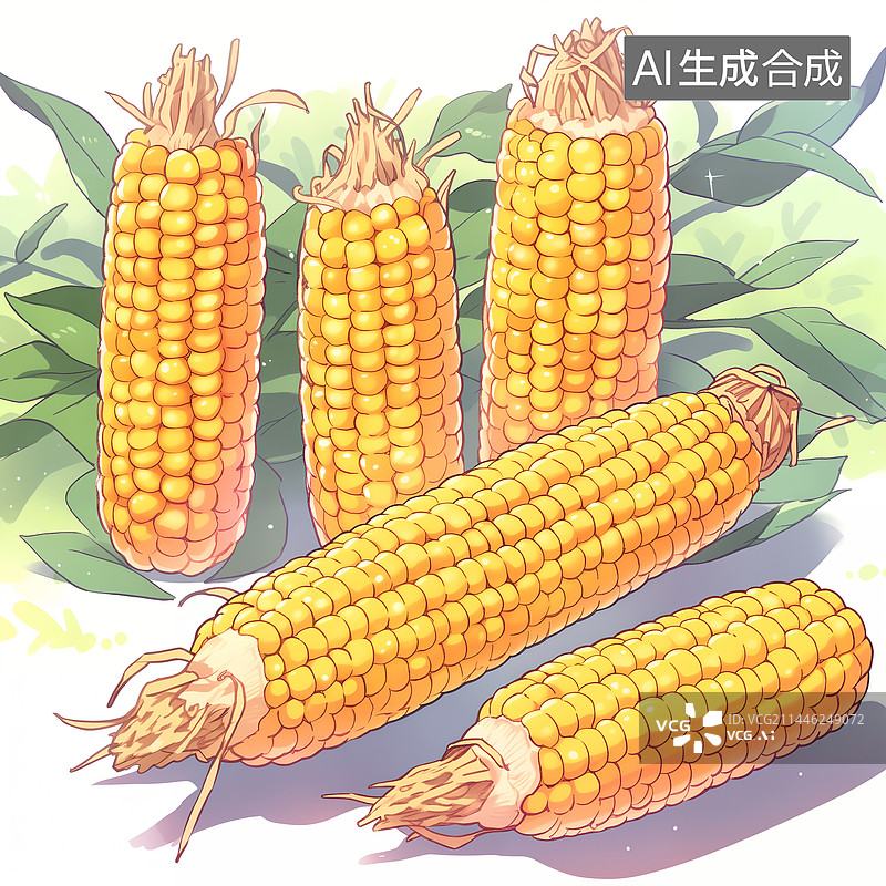 【AI数字艺术】玉米棒谷物食品插画图片素材
