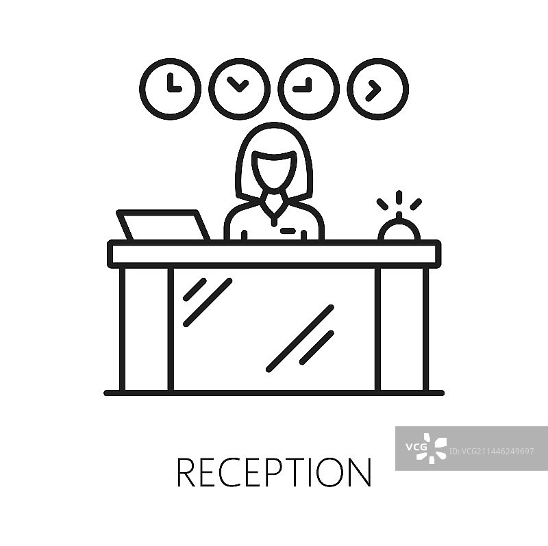 接待台图标：客户酒店服务线图片素材