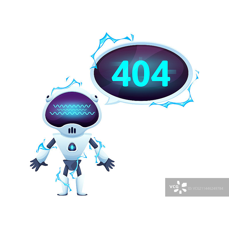 404页面：屏幕和高压下的机器人图片素材