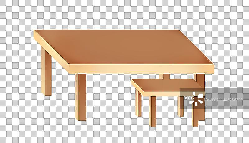 木制桌子和椅子，清新卡通免扣素材图片素材