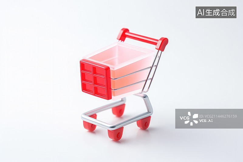 【AI数字艺术】红色的购物车的图标图片素材