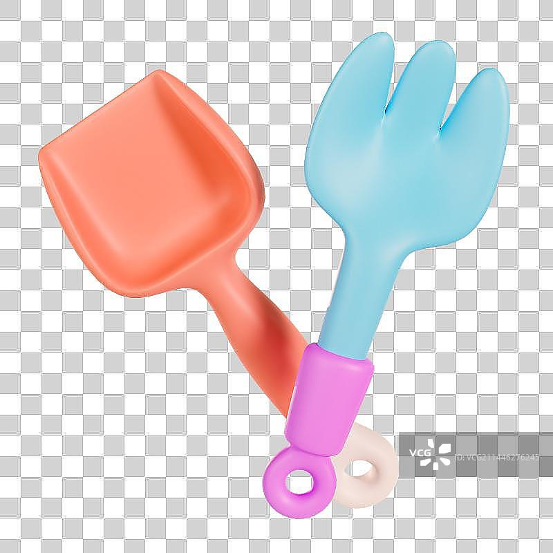 3D立体挖沙工具夏天玩沙子元素图片素材
