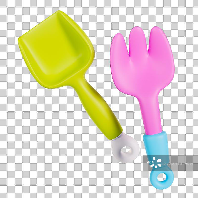 3D立体挖沙工具夏天玩沙子元素图片素材
