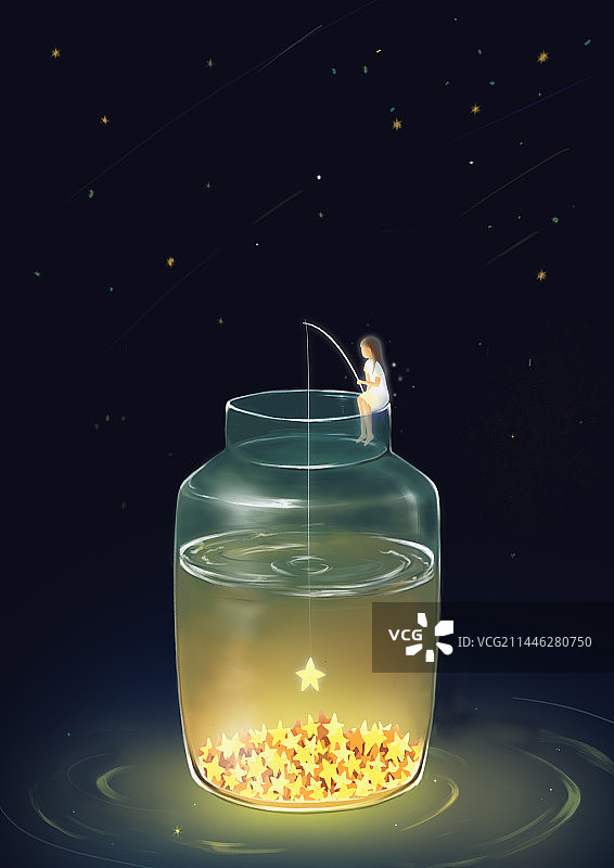 治愈系掉星星小人图片素材