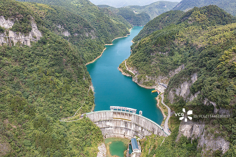 航拍湖南娄底涟源湄江大江口风景区图片素材