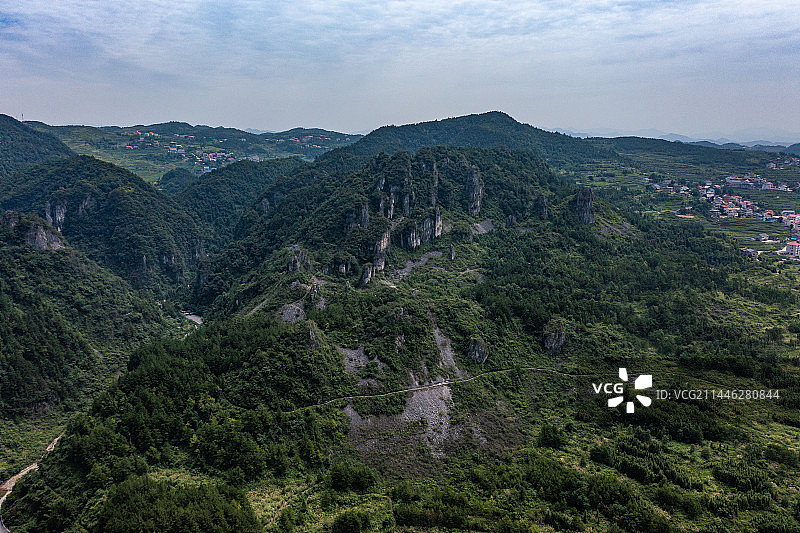 航拍湖南娄底涟源湄江大江口风景区图片素材