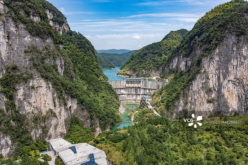 航拍湖南娄底涟源湄江大江口风景区图片素材