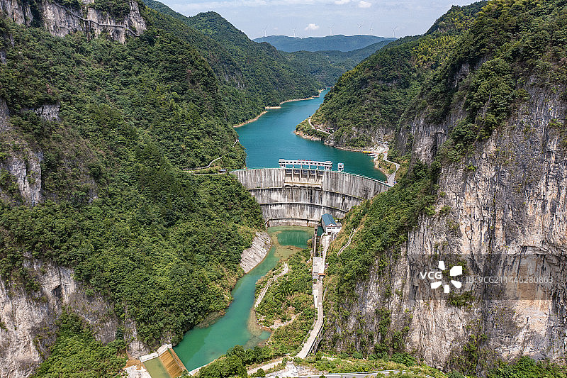 航拍湖南娄底涟源湄江大江口风景区图片素材