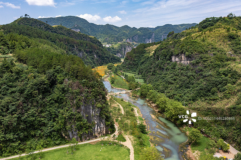 航拍湖南娄底涟源湄江大江口风景区图片素材