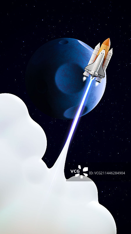 3D卡通风格宇宙探索航空航天主题插画图片素材