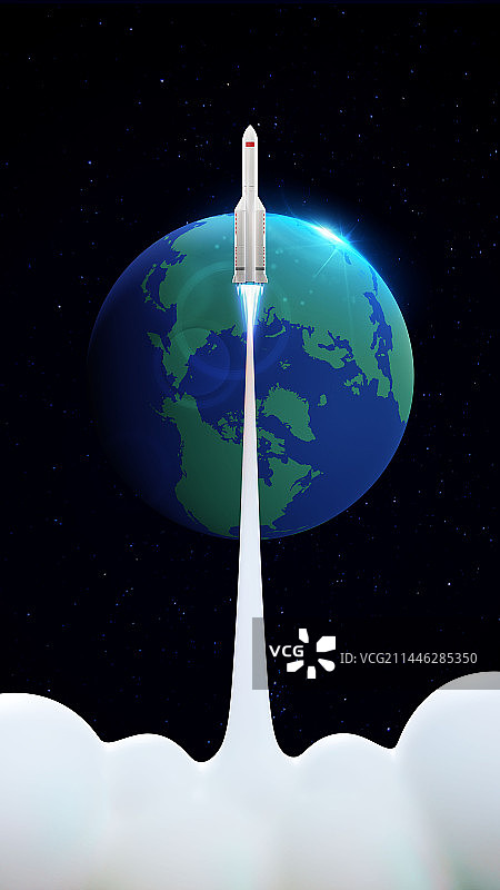 3D卡通风格宇宙探索航空航天主题插画图片素材