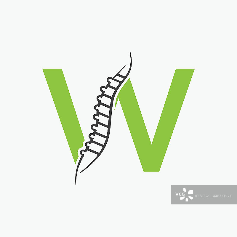 字母W骨科健康骨骼标志设计图片素材