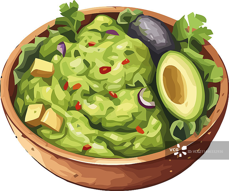 含新鲜食材的美味鳄梨酱碗图片素材