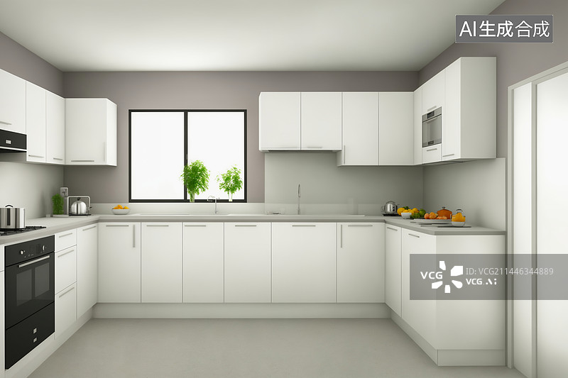 【AI数字艺术】简约厨房空间图片素材