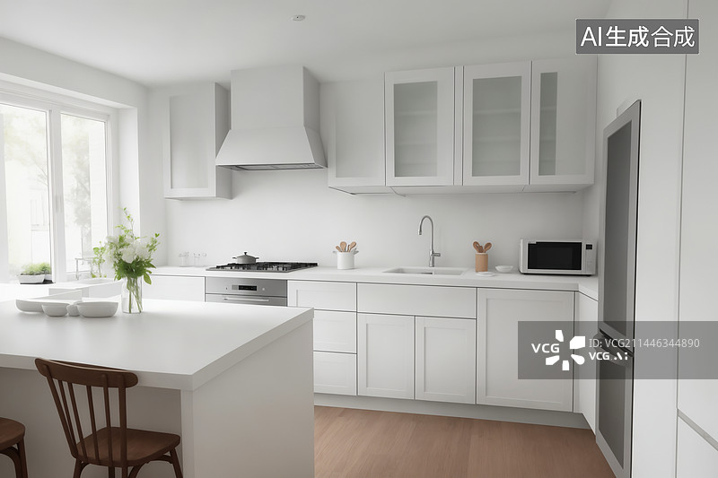 【AI数字艺术】简约厨房空间图片素材