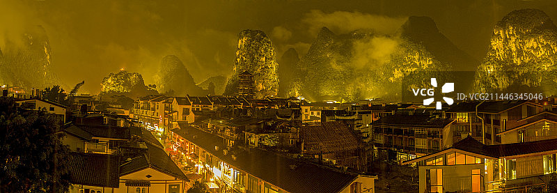 广西桂林阳朔夜景图片素材