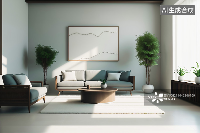 【AI数字艺术】中式极简风格家居装饰图片素材