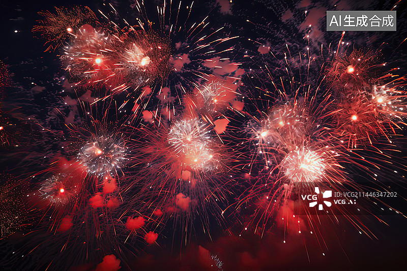【AI数字艺术】夜空中美丽的烟花图片素材