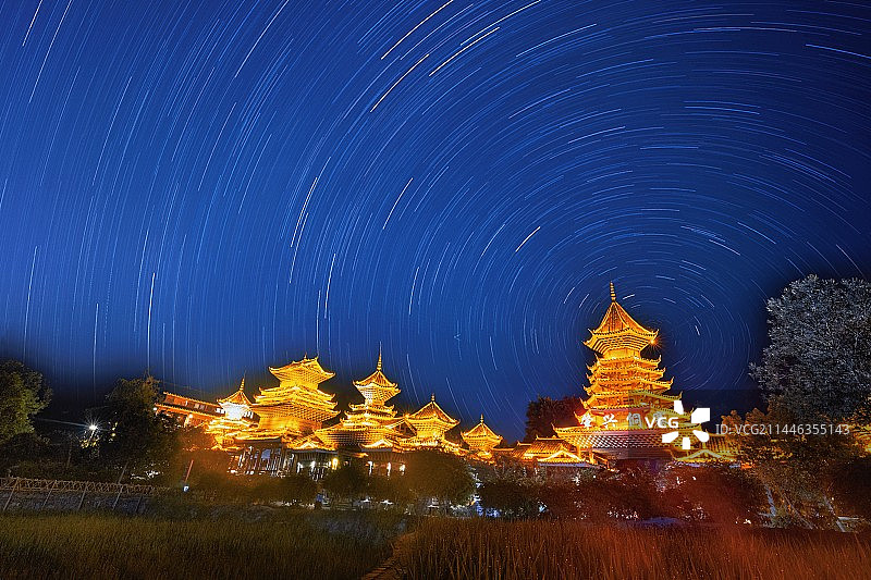 肇兴侗寨星轨图片素材