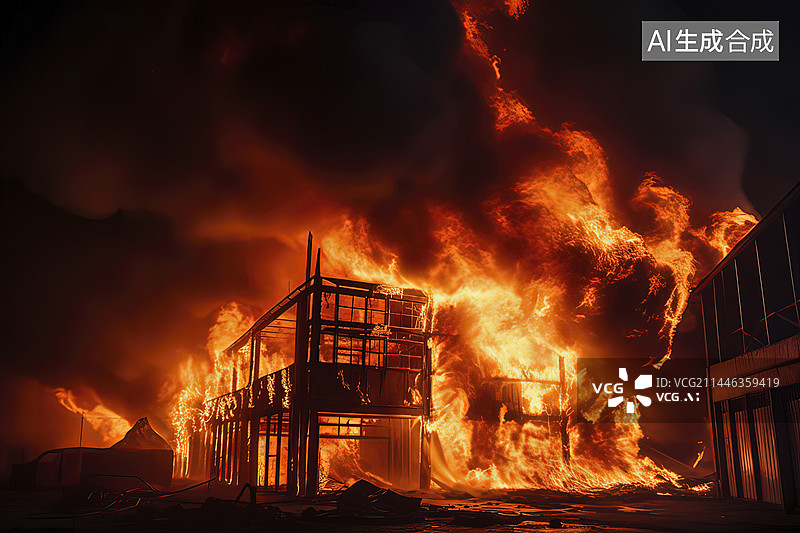 【AI数字艺术】火灾现场图片素材
