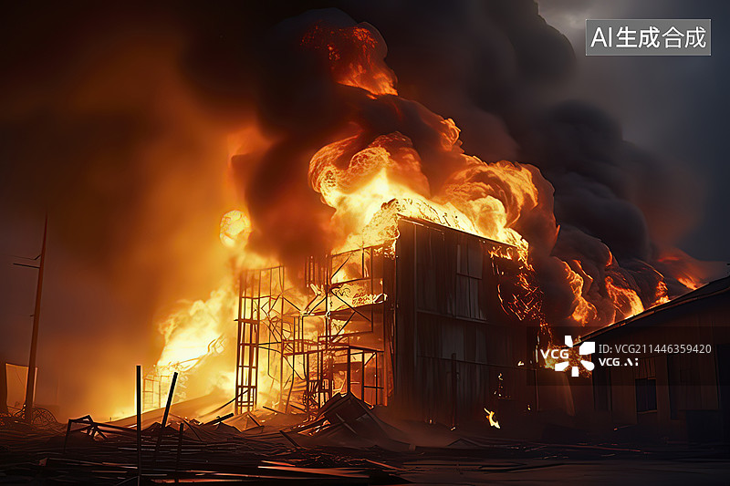 【AI数字艺术】火灾现场图片素材