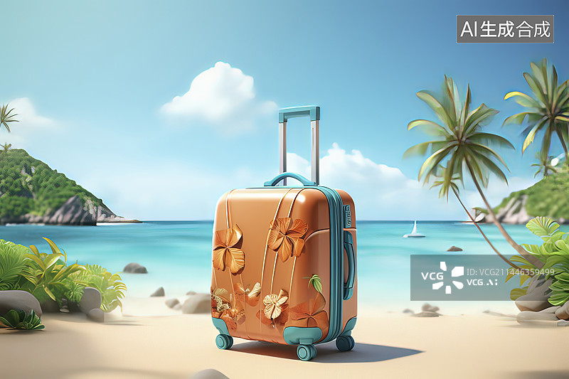 【AI数字艺术】夏日海滩旅游概念图片素材