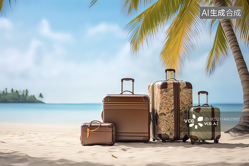 【AI数字艺术】夏日海滩旅游概念图片素材