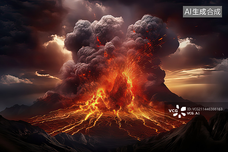 【AI数字艺术】火山爆发图片素材