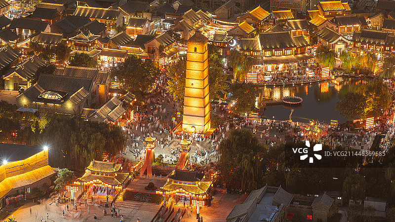 洛阳市 洛邑古城夜景图片素材