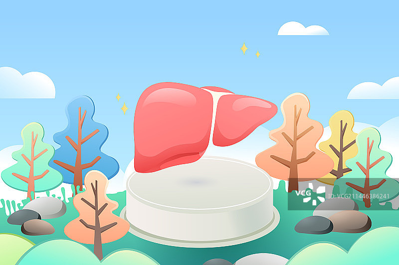 卡通世界肝炎日肝脏器官功能知识指南科普宣传医疗健康医生医师看病治疗医药疾病炎症生命安全渐变矢量插画图片素材