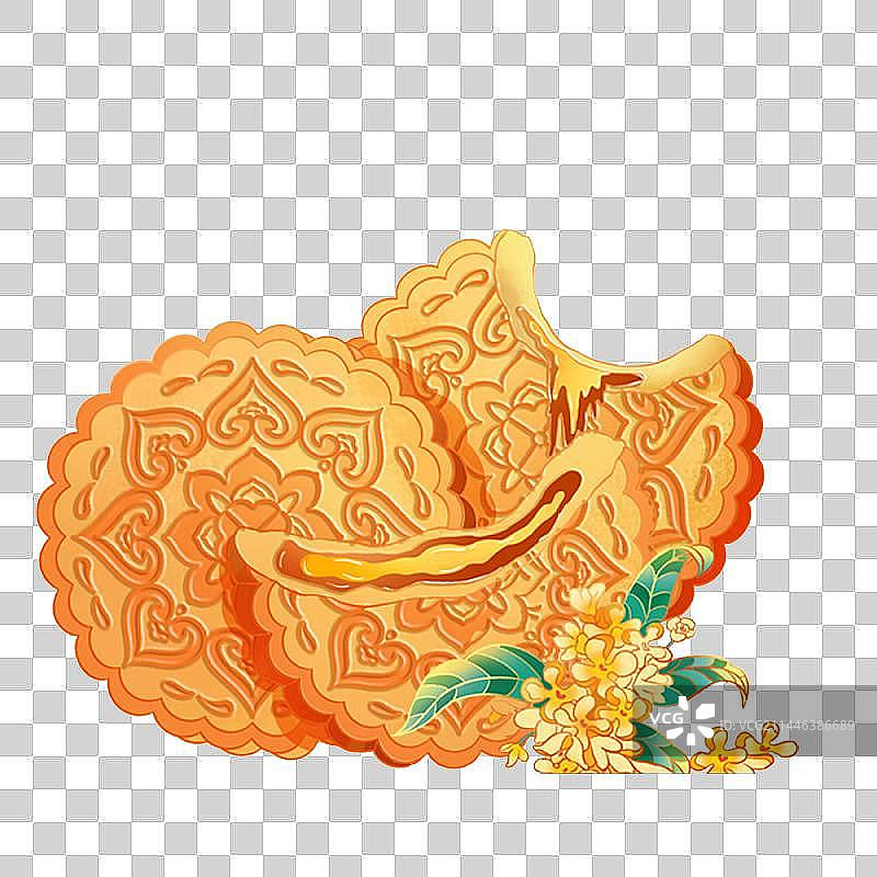 中秋佳节流心月饼桂花图片素材