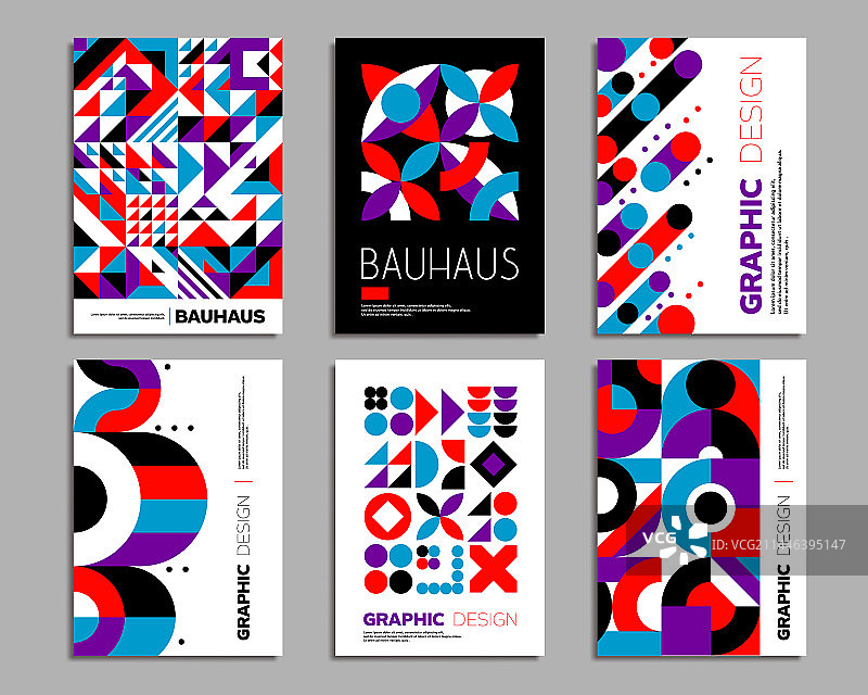 具有几何图案的包豪斯海报模板图片素材