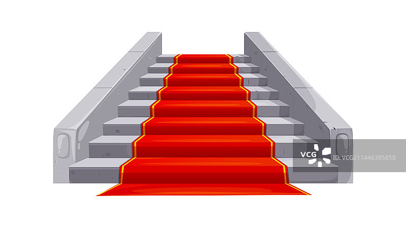 城堡和铺着红地毯的宫殿楼梯图片素材