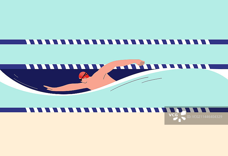 扁平风游泳比赛插画图片素材